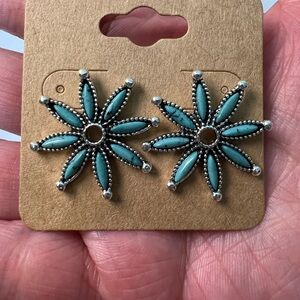Large Turquoise Simulant Petit Point Stud Earrings